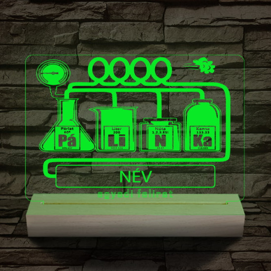 Pálinka vicces ajándék személyre szabott 20 cm fa talppal 7 színű 3D led lámpa