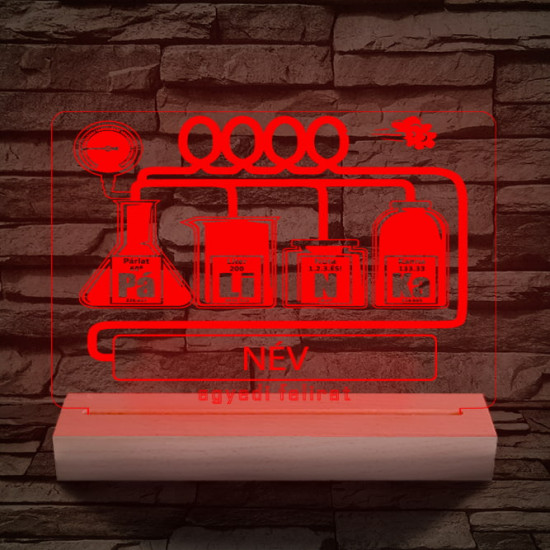 Pálinka vicces ajándék személyre szabott 20 cm fa talppal 7 színű 3D led lámpa