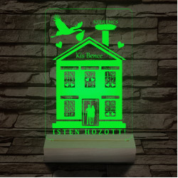Babaköszöntő személyre szabott 20 cm fa talppal 7 színű 3D led lámpa