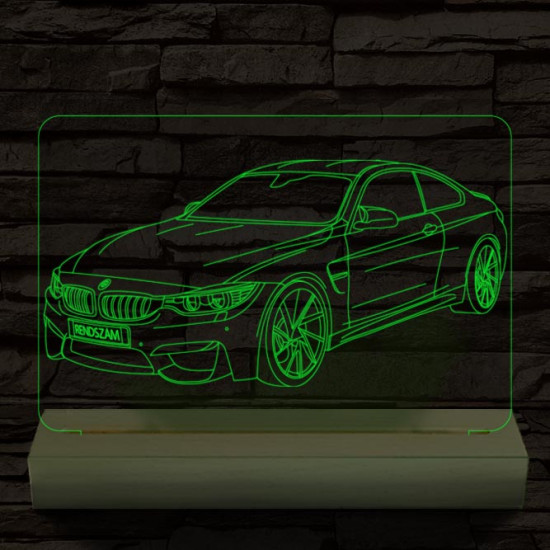 BMW M4 egyedi rendszámmal személyre szabott fatalppal 7 színű 3D led lámpa
