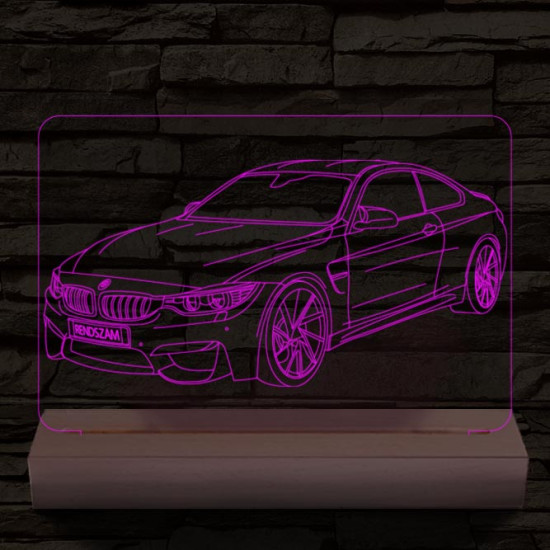 BMW M4 egyedi rendszámmal személyre szabott fatalppal 7 színű 3D led lámpa