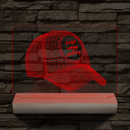 Baseball sapka egyedi névvel 20 cm fa talppal 7 színű 3D led lámpa