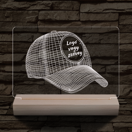Baseball sapka egyedi névvel 20 cm fa talppal 7 színű 3D led lámpa