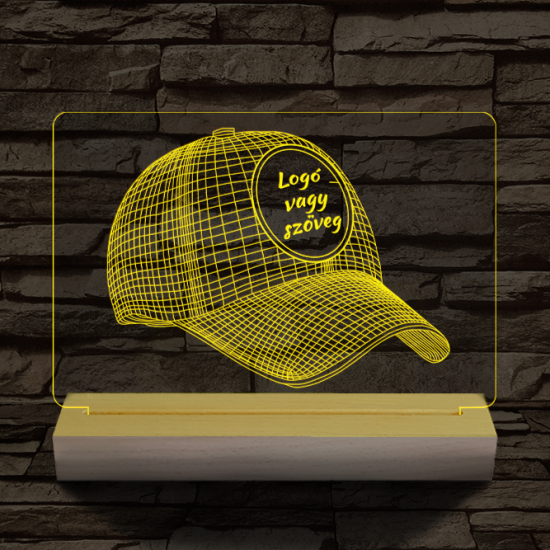 Baseball sapka egyedi névvel 20 cm fa talppal 7 színű 3D led lámpa