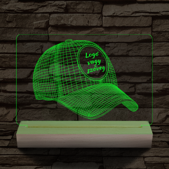 Baseball sapka egyedi névvel 20 cm fa talppal 7 színű 3D led lámpa