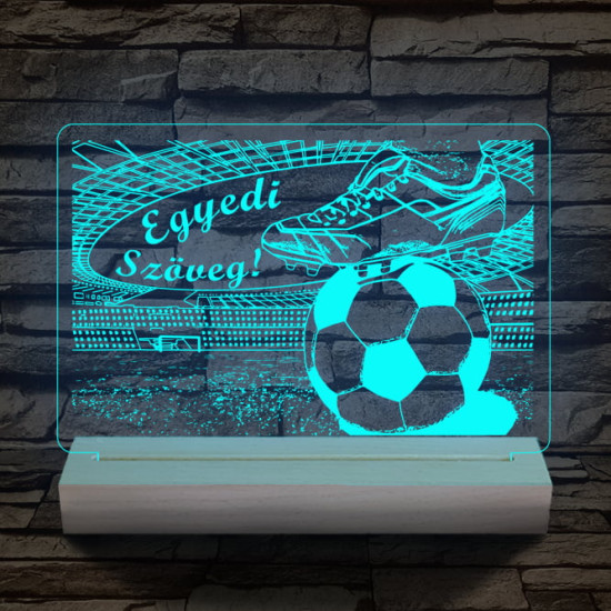 Irány a stadion 20 cm fa talppal 7 színű 3D led lámpa