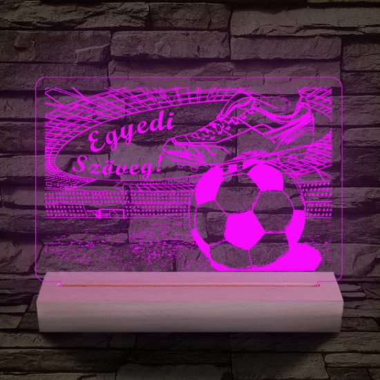 Irány a stadion 20 cm fa talppal 7 színű 3D led lámpa