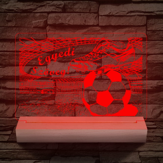 Irány a stadion 20 cm fa talppal 7 színű 3D led lámpa