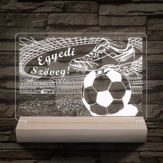 Irány a stadion 20 cm fa talppal 7 színű 3D led lámpa