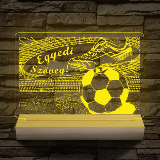 Irány a stadion 20 cm fa talppal 7 színű 3D led lámpa