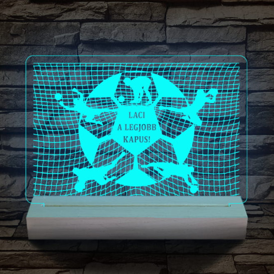 A legjobb kapus személyre szabott 20 cm fa talppal 7 színű 3D led lámpa