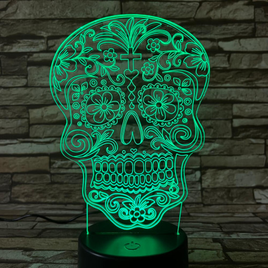 Koponya rajz 7 színű 3D led lámpa