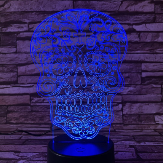 Koponya rajz 7 színű 3D led lámpa