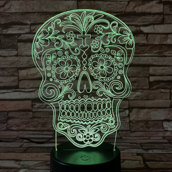 Koponya rajz 7 színű 3D led lámpa