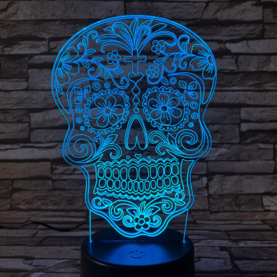 Koponya rajz 7 színű 3D led lámpa