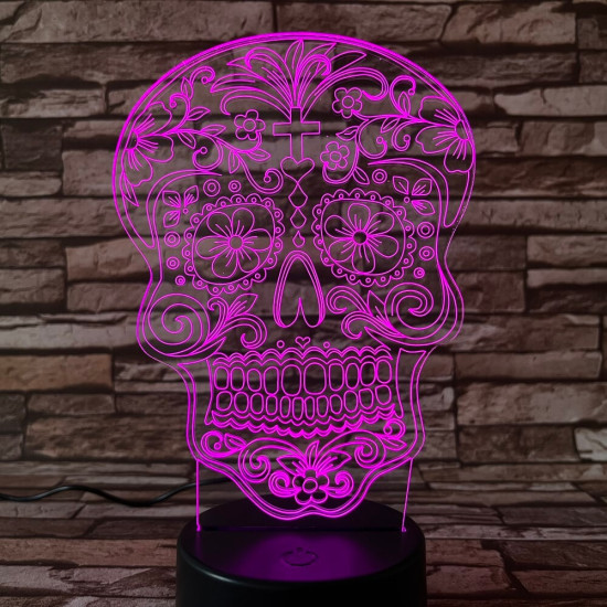 Koponya rajz 7 színű 3D led lámpa