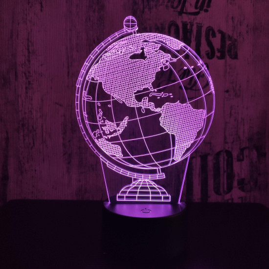 Földgömb 3D led lámpa