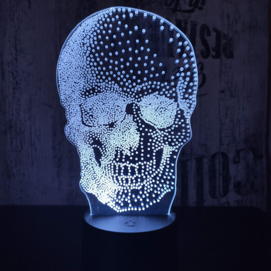 Koponya 2   7 színű 3D led lámpa