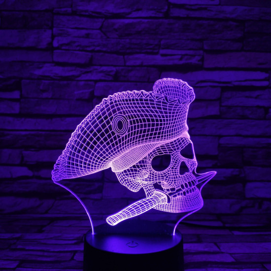 Kalózfej 7 színű 3D led lámpa