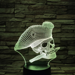 Kalózfej 7 színű 3D led lámpa