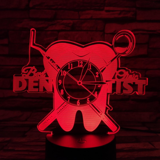 Fogorvos óra 7 színű 3D led lámpa