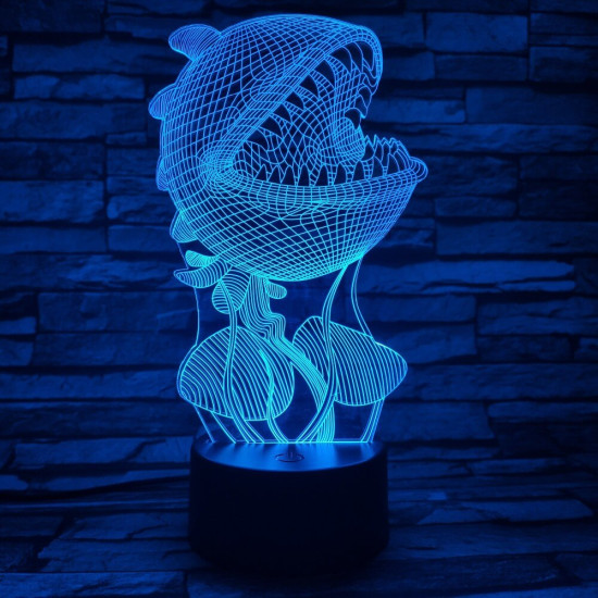 Húsevő növény 7 színű 3D led lámpa