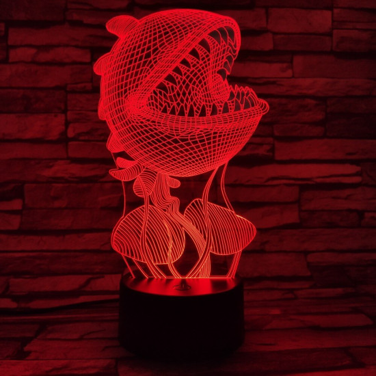 Húsevő növény 7 színű 3D led lámpa