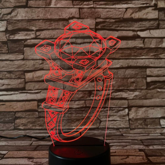 Gyűrű  köves  7 színű 3D led lámpa