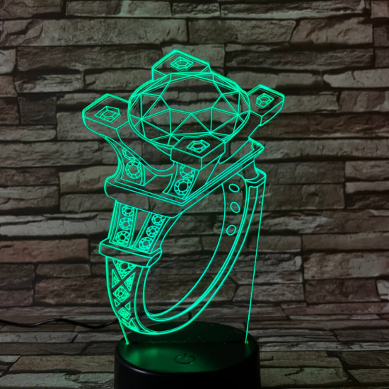 Gyűrű  köves  7 színű 3D led lámpa
