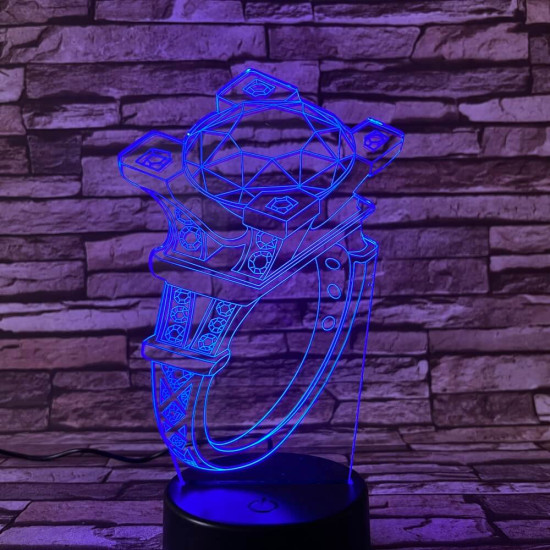 Gyűrű  köves  7 színű 3D led lámpa