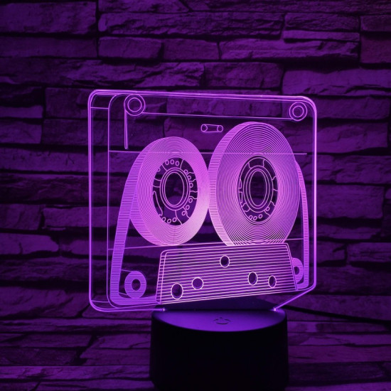 Retro szalagos kazetta 7 színű 3D led lámpa