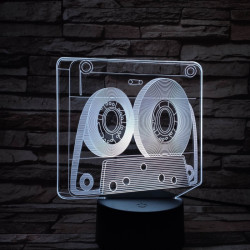 Retro szalagos kazetta 7 színű 3D led lámpa