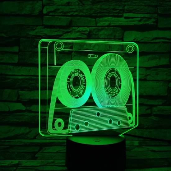 Retro szalagos kazetta 7 színű 3D led lámpa