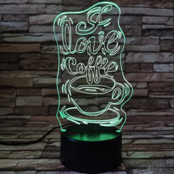 Kávé szerelem 7 színű 3D led lámpa
