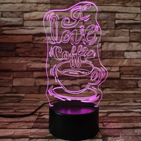 Kávé szerelem 7 színű 3D led lámpa
