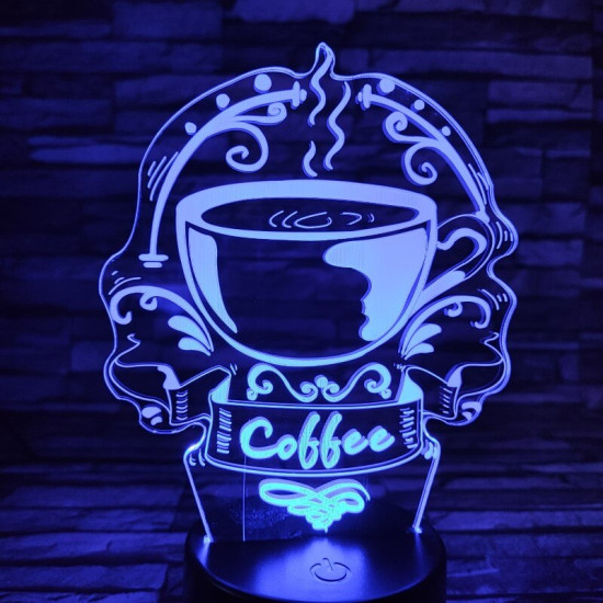 Kávé illat 7 színű 3D led lámpa