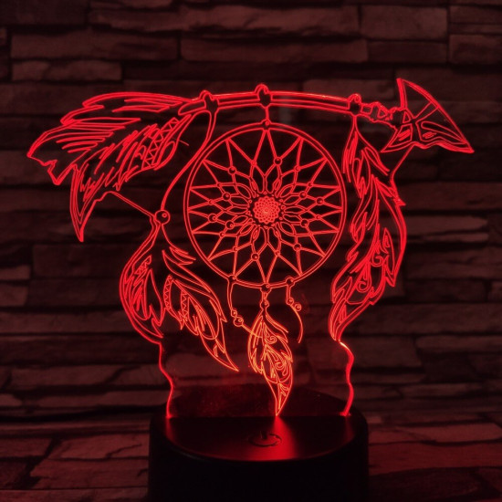 Indián amulett 7 színű 3D led lámpa