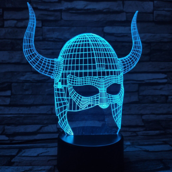 Viking sisak 7 színű 3D led lámpa