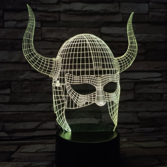 Viking sisak 7 színű 3D led lámpa