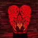 Koponya angyalszárny 7 színű 3D led lámpa