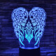 Koponya angyalszárny 7 színű 3D led lámpa