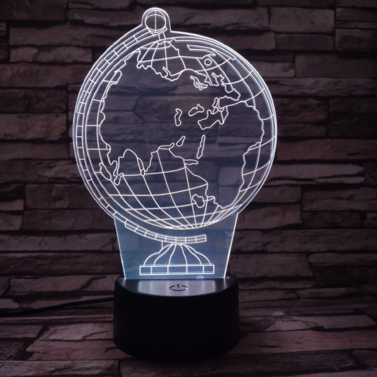 Földgömb 7 színű 3D led lámpa
