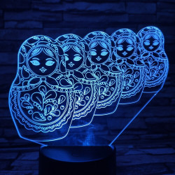 Matrjoska baba 7 színű 3D led lámpa