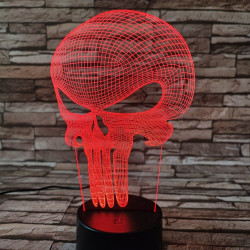Koponya Punisher 7 színű 3D led lámpa