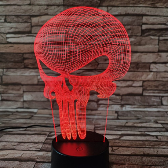 Koponya Punisher 7 színű 3D led lámpa