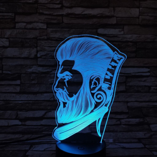 Borbély  7 színű 3D led lámpa