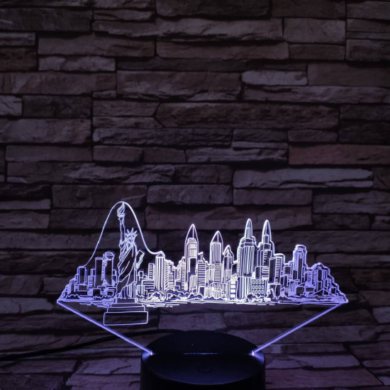 New York  7 színű 3D led lámpa