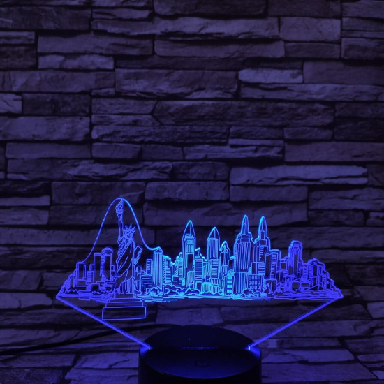 New York  7 színű 3D led lámpa