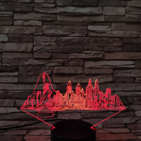 New York  7 színű 3D led lámpa