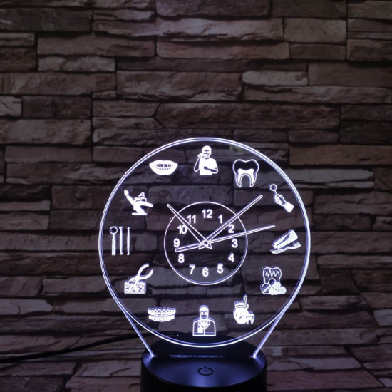 Fogorvos óra 7 színű 3D led lámpa